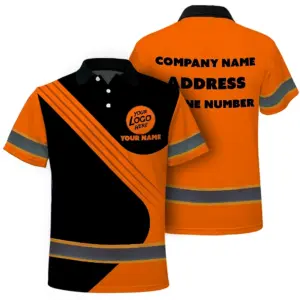 Hi Vis Polo Shirt màu Reflective  Custom Name Safety Uniform Workwear Short Sleeve Shirts for Worker, trucker, construtor