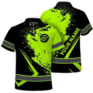 Hi Vis Polo Shirt, Reflective  Custom Name Safety Uniform Workwear Short Sleeve Shirts for Worker, trucker, construtor