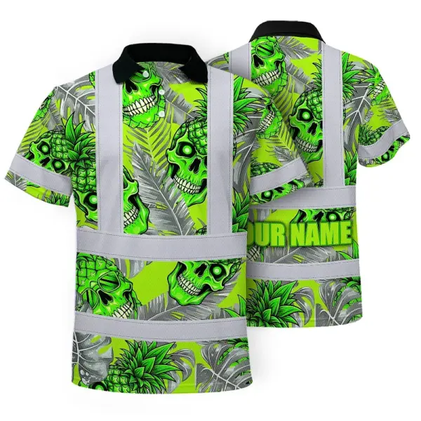 hi-vis-polo-shirt-reflective-tapes-green-neon-grey-skull-pineapple-b4458.webp