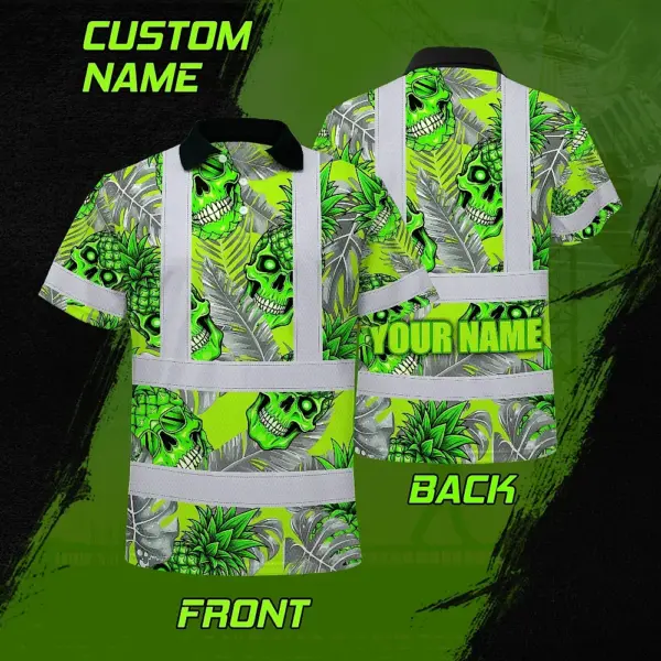 hi-vis-polo-shirt-reflective-tapes-green-neon-grey-skull-pineapple-f0173.webp