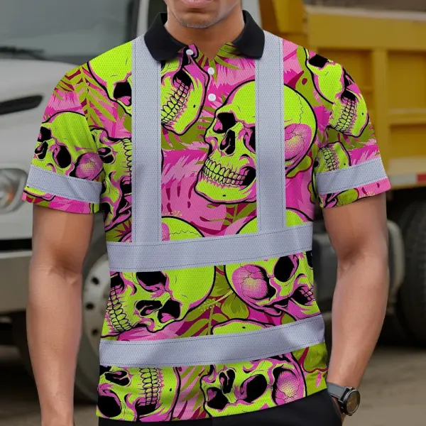 hi-vis-polo-shirt-reflective-tapes-pink-neon-lime-skull-custom-name-10a19.webp