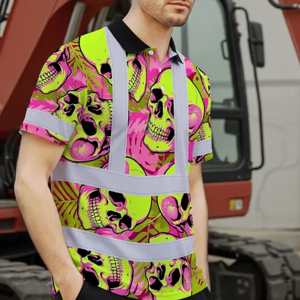 hi-vis-polo-shirt-reflective-tapes-pink-neon-lime-skull-custom-name-43a79.webp