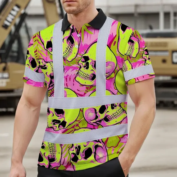 hi-vis-polo-shirt-reflective-tapes-pink-neon-lime-skull-custom-name-5859f.webp
