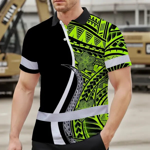 hi-vis-polo-shirt-reflective-tapes-white-green-polynesian-tribal-f7ed5.webp