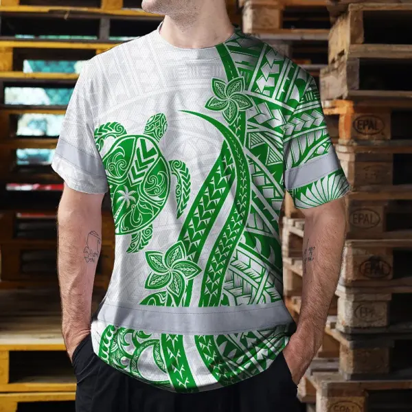 hi-vis-shirt-reflective-tapes-dark-green-neon-polynesian-turtle-664e5.webp
