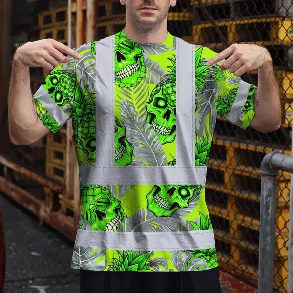 hi-vis-shirt-reflective-tapes-green-neon-grey-skull-pineapple-custom-b1370.webp