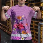hi-vis-shirt-reflective-tapes-violet-neon-polynesian-and-flowers-30193.webp