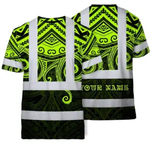 Hi Vis T Shirt Reflective Tapes Octopus Hawaiian Polynesian Tribal Custom Name