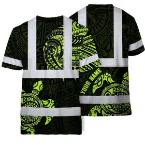 Hi Vis T Shirt Reflective Tapes Sea Turtle Hawaiian Polynesian Tribal Custom Name