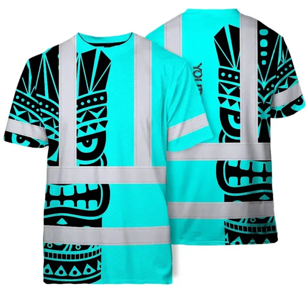 hi-vis-t-shirt-reflective-tapes-tiki-blue-neon-polynesian-tribal-d1658.webp