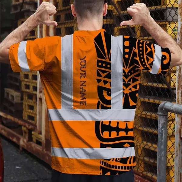 hi-vis-t-shirt-reflective-tapes-tiki-orange-neon-polynesian-tribal-42513.webp