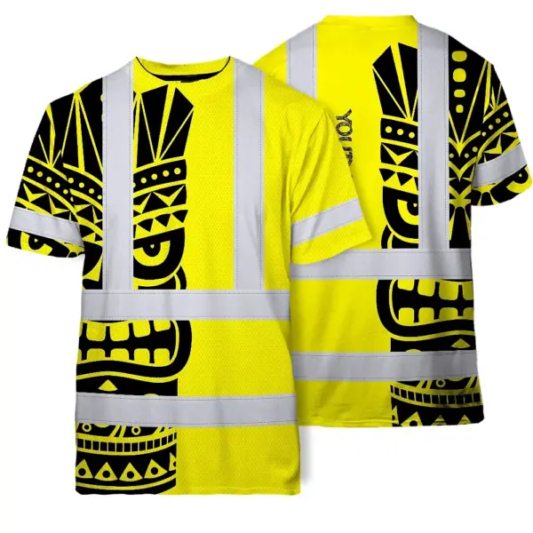 hi-vis-t-shirt-reflective-tapes-tiki-yellow-neon-polynesian-tribal-2e2a2.webp