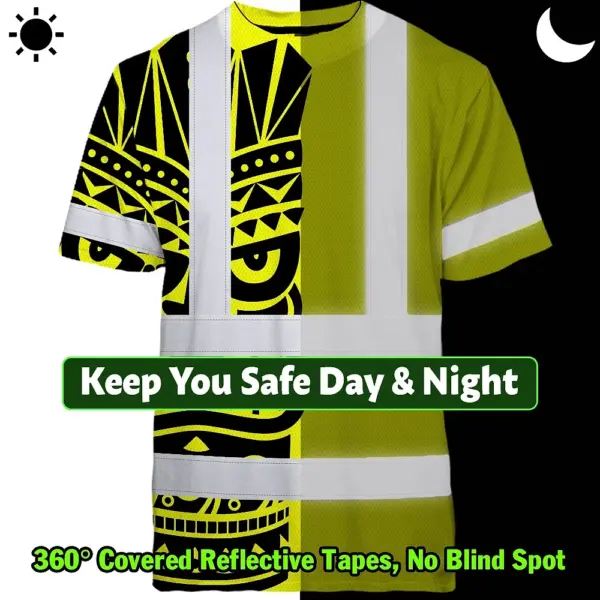 hi-vis-t-shirt-reflective-tapes-tiki-yellow-neon-polynesian-tribal-c3976.webp