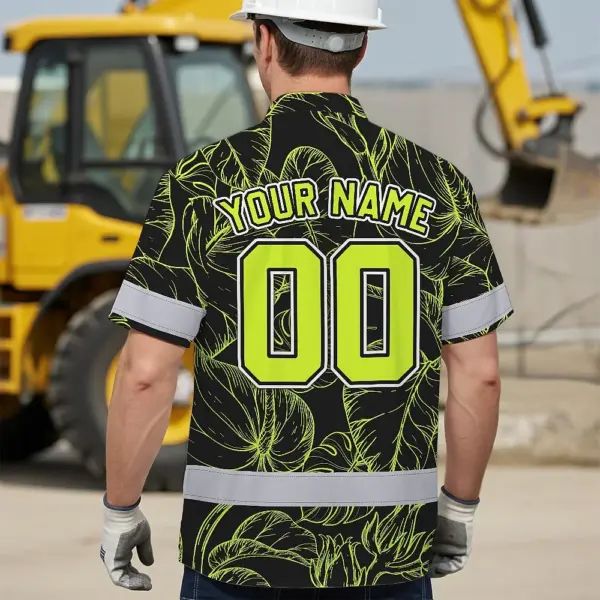 hi-vis-team-hawaiian-shirt-reflective-tapes-black-green-leaf-custom-c84b2.webp