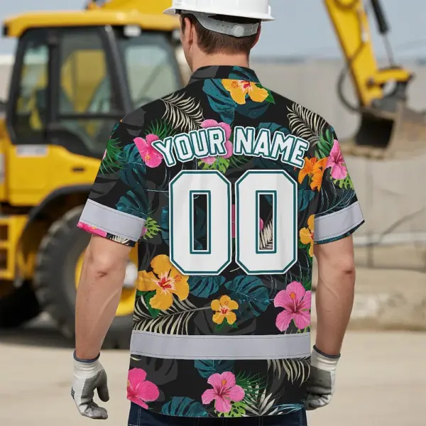 hi-vis-team-hawaiian-shirt-reflective-tapes-green-pink-flower-custom-cc100.webp