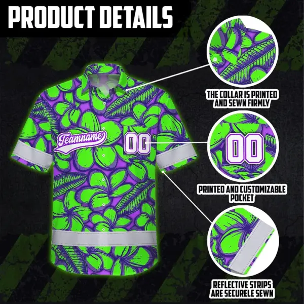 hi-vis-team-hawaiian-shirt-reflective-tapes-green-violet-flower-e3af4.webp