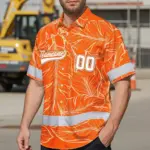 hi-vis-team-hawaiian-shirt-reflective-tapes-orange-leaf-custom-name-c1926.webp