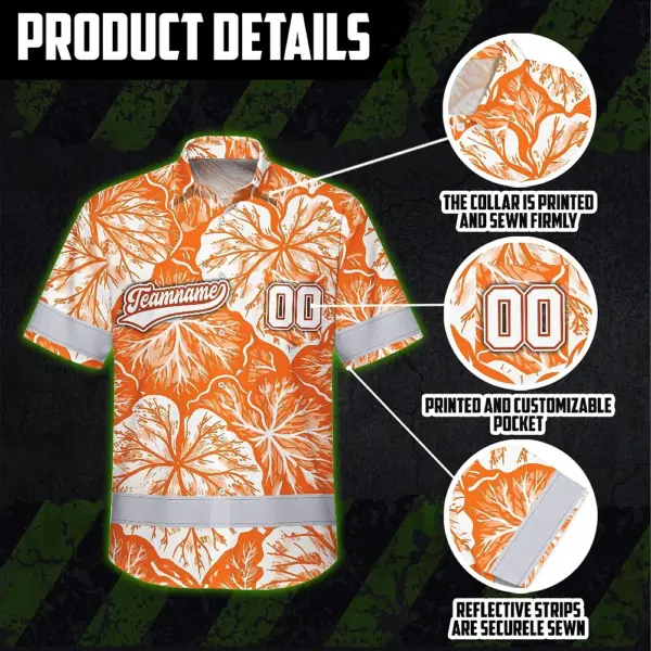 hi-vis-team-hawaiian-shirt-reflective-tapes-orange-white-leaf-custom-2f015.webp