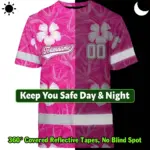 hi-vis-team-t-shirt-reflective-tapes-pink-white-flower-custom-name-4a3bd.webp