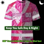 hi-vis-team-t-shirt-reflective-tapes-pink-white-flower-custom-name-884fd.webp