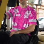 hi-vis-team-t-shirt-reflective-tapes-pink-white-flower-custom-name-cc553.webp