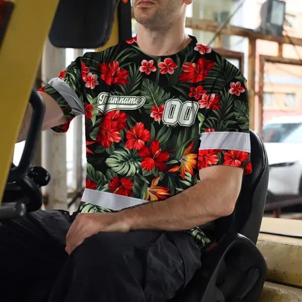 hi-vis-team-t-shirt-reflective-tapes-red-flower-custom-name-and-a9104.webp