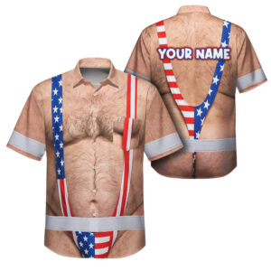 Hi Vis Hawaiian Shirt Reflective Tapes Funny Chest Hair Custom Name Safety Workwear For Workers, Truckers, Operators