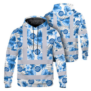 Hi Vis Hoodie Shirt Uniform Reflective Blue Neon Custom Name And Logo Safety
