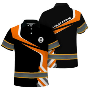 Hi Vis Polo Shirt Reflective Tapes Orange Neon Company Uniform Custom Name And Logo Safety Workwear For Workers, Truckers, Operators