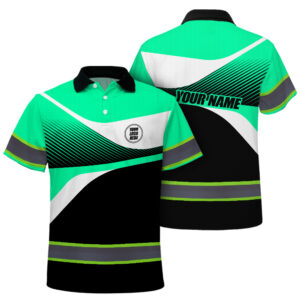 Hi Vis Polo Shirt Reflective Tapes Gradient Mint Neon Company Uniform Custom Name And Logo Safety Workwear For Workers, Truckers, Operators