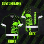 Black-Hi-Vis-Hawaiian-Shirt-Skull-USA-Flag-Orange-Reflective-Custom-Name-Safety-Workwear-for-Workers,-Truckers,-Skull-Lover-2