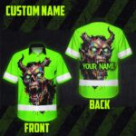 Hi-Vis-Hawaiian-Shirt-Reflective-Green-Neon-Paint-Plash-Skull-Custom-Name-for-Workers,-Truckers-2