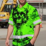 Hi-Vis-Hawaiian-Shirt-Reflective-Green-Neon-Vintage-Skull-Custom-Name-Safety-Workwear-For-Runners,-Skull-Lover,-Trucker-3