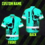 Hi-Vis-Hawaiian-Shirt-Reflective-Mint-Neon-Skull-Custom-Name-Safety-Workwear-For-Cyclists,-Skull-Lover-2