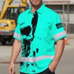 Hi-Vis-Hawaiian-Shirt-Reflective-Mint-Neon-Skull-Custom-Name-Safety-Workwear-For-Cyclists,-Skull-Lover-3