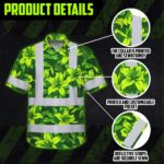 Hi-Vis-Hawaiian-Shirt-Reflective-Tapes-Green-Lime-Lilies-Custom-Name-Safety-Workwear-For-Workers,-Truckers,-Operators-FEATURE1