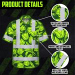 Hi-Vis-Hawaiian-Shirt-Reflective-Tapes-Green-Lime-Tulips-Custom-Name-Safety-Workwear-For-Workers,-Truckers,-Operators-FEATURE1