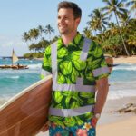 Hi-Vis-Hawaiian-Shirt-Reflective-Tapes-Green-Lime-Tulips-Custom-Name-Safety-Workwear-For-Workers,-Truckers,-Operators-MK4