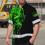 Hi-Vis-Hawaiian-Shirt-Safety-Workwear-With-Bold-Skull-Camo-In-Neon-Green-And-Name-Customization-for-Workers,-Truckers-3