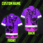 Violet-Neon-Skull-With-Butterfly-Hi-Vis-Hawaiian-Shirt-–-Personalized-Safety-Workwear-for-Workers,-Truckers-2