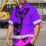 Violet-Neon-Skull-With-Butterfly-Hi-Vis-Hawaiian-Shirt-–-Personalized-Safety-Workwear-for-Workers,-Truckers-3