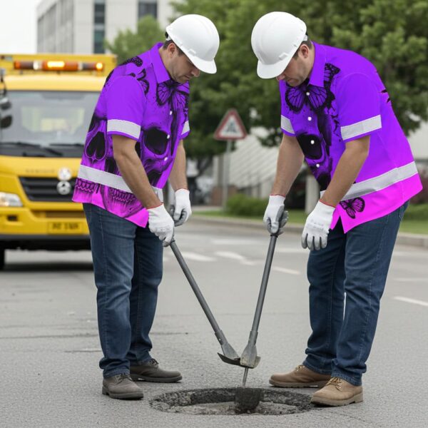 Violet-Neon-Skull-With-Butterfly-Hi-Vis-Hawaiian-Shirt-–-Personalized-Safety-Workwear-for-Workers,-Truckers-5