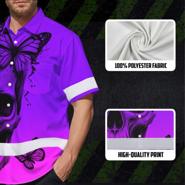 Violet-Neon-Skull-With-Butterfly-Hi-Vis-Hawaiian-Shirt-–-Personalized-Safety-Workwear-for-Workers,-Truckers-7