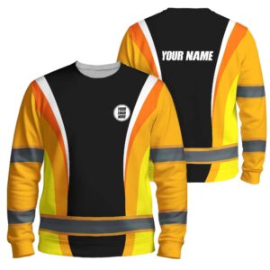 Hi Vis Long Sleeve Reflective Tapes Gradient Orange Neon Company Uniform Custom Name And Logo Safety Workwear For Truckers,Operators