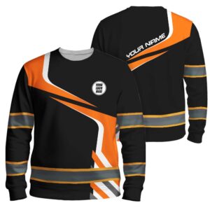 Hi Vis Long Sleeve Reflective Tapes Orange Neon Company Uniform Custom Name And Logo Safety Workwear For Workers, Truckers, Operators
