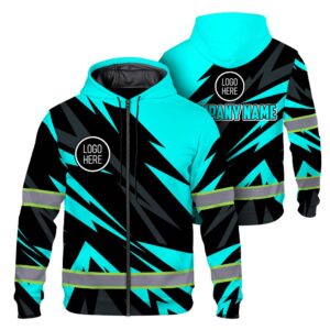 High Visibility Zip Hoodie, Reflective Long Sleeve Hoodie for Uniform, Riders, Cyclists & Outdoor Work