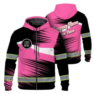 High Visibility Zip Hoodie, Reflective Long Sleeve Hoodie for Uniform, Riders, Cyclists & Outdoor Work