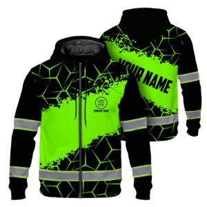 High Visibility Zip Hoodie, Reflective Long Sleeve Hoodie for Uniform, Riders, Cyclists & Outdoor Work
