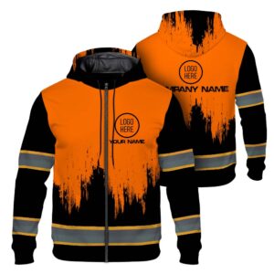 High Visibility Zip Hoodie, Reflective Long Sleeve Hoodie for Uniform, Riders, Cyclists & Outdoor Work