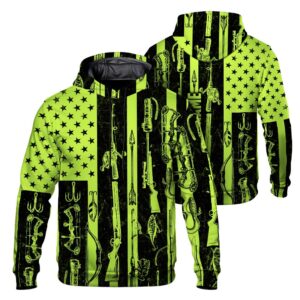 Hi Vis Hoodie Reflective Tapes American Flag Hunting Custom Name Safety Workwear For Workers, Truckers, Operators